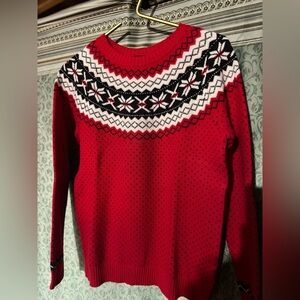 Talbots Red and Black Patterned Women's Sweater
